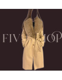 Manteau fourrure sur col