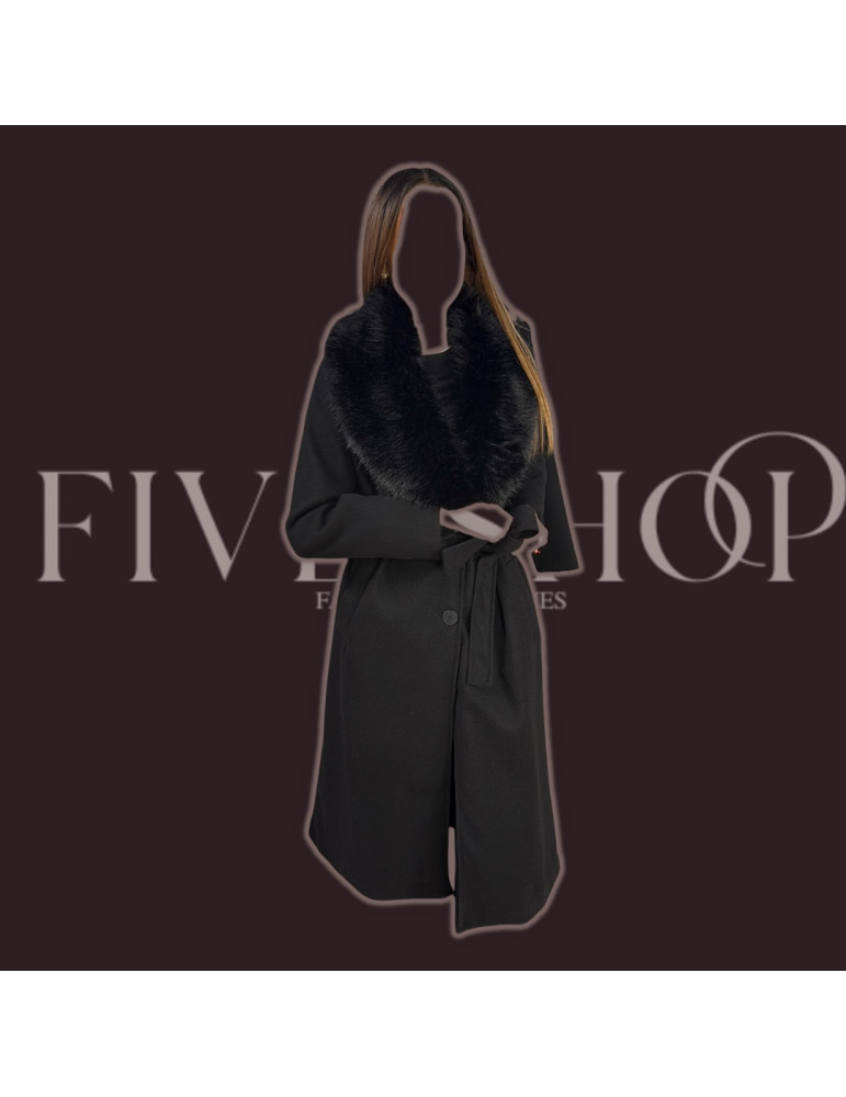 Manteau fourrure sur col